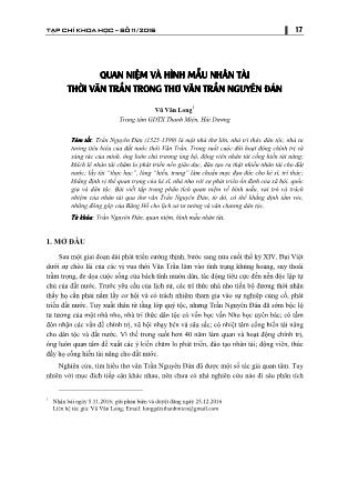 Quan niệm và hình mẫu nhân tài thời Vãn Trần trong thơ văn Trần Nguyên Đán