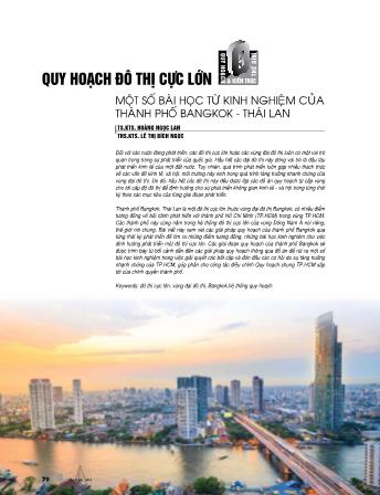 Quy hoạch đô thị cực lớn một số bài học từ kinh nghiệm của thành phố Bangkok - Thái Lan