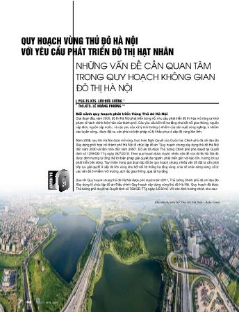 Quy hoạch vùng thủ đô Hà Nội với yêu cầu phát triển đô thị hạt nhân - Những vấn đề cần quan tâm trong quy hoạch không gian đô thị Hà Nội