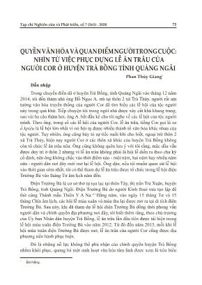 Quyền văn hóa và quan điểm người trong cuộc: Nhìn từ việc phục dựng lễ ăn trâu của người Cor ở huyện Trà Bồng tỉnh Quảng Ngãi