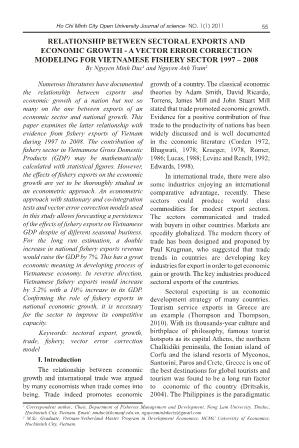 Relationship between sectoral exports and economic growth - A vector error correction modeling for Vietnamese fishery sector 1997-2008