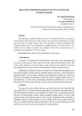 Solution for development of five satellite cities in Hanoi