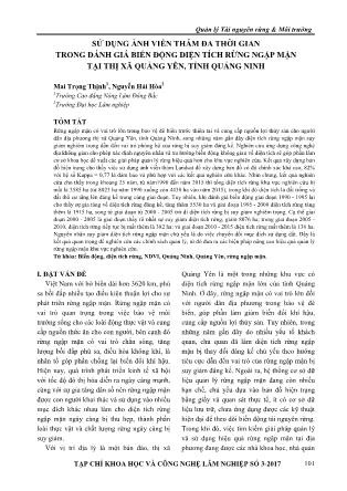 Sử dụng ảnh viễn thám đa thời gian trong đánh giá biến động diện tích rừng ngập mặn tại thị xã Quảng Yên, tỉnh Quảng Ninh