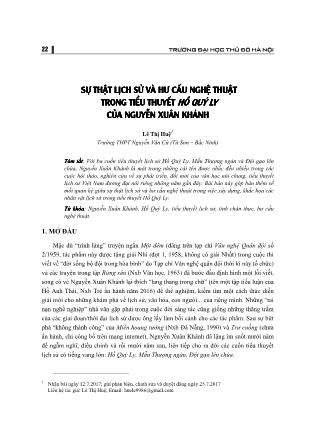 Sự thật lịch sử và hư cấu nghệ thuật trong tiểu thuyết Hồ Quý Ly của Nguyễn Xuân Khánh