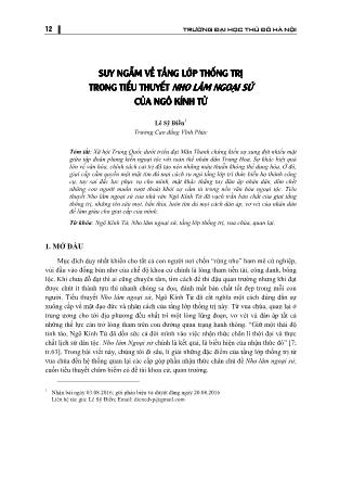 Suy ngẫm về tầng lớp thống trị trong tiểu thuyết Nho lâm ngoại sử của Ngô Kính Tử