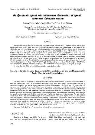 Tác động của xây dựng và phát triển khu kinh tế đến quản lý sử dụng đất tại khu kinh tế Đông Nam Nghệ An