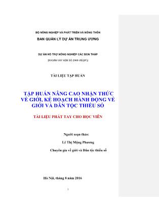 Tài liệu tập huấn Nâng cao nhận thức về giới, kế hoạch hành động về giới và dân tộc thiểu số