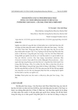 Thành phần loài và tình hình khai thác động vật thân mềm hai mảnh vỏ (Bivalvia) ở đầm phá Tam Giang – Cầu Hai, tỉnh Thừa Thiên Huế