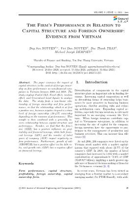 The firm’s performance in relation to capital structure and foreign ownership: Evidence from Vietnam