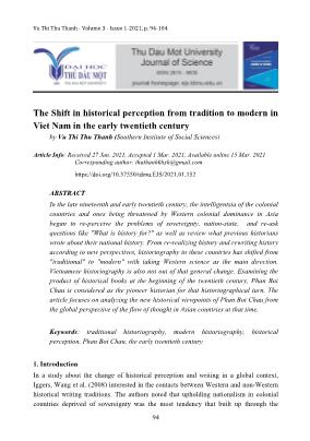 The Shift in historical perception from tradition to modern in Viet Nam in the early twentieth century