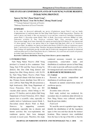 The status of coniferous plants of Nam Nung nature reserve in Dak Nong province