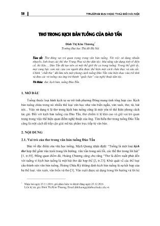 Thơ trong kịch bản tuồng của Đào Tấn