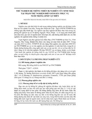 Thử nghiệm hệ thống thiết bị nghiên cứu sinh thái tại Trạm thử nghiệm biển Đầm Báy phục vụ nuôi trồng sinh vật biển