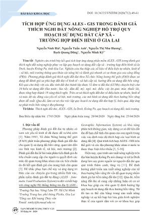 Tích hợp ứng dụng ALES - GIS trong đánh giá thích nghi đất nông nghiệp hỗ trợ quy hoạch sử dụng đất cấp xã - Trường hợp điển hình ở Gia Lai