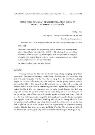 Tiếng vọng tiền nhân qua nghệ thuật dùng điển cố trong thơ Nôm Nguyễn Khuyến