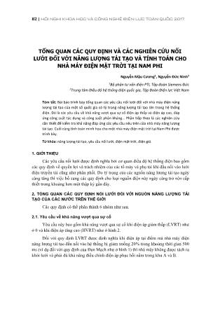 Tổng quan các quy định và các nghiên cứu nối lưới đối với năng lượng tái tạo và tính toán cho nhà máy điện mặt trời tại Nam Phi