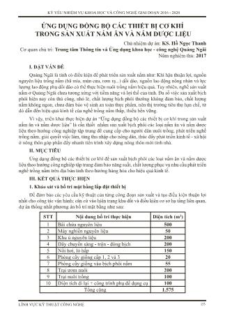 Ứng dụng đồng bộ các thiết bị cơ khí trong sản xuất nấm ăn và nấm dược liệu