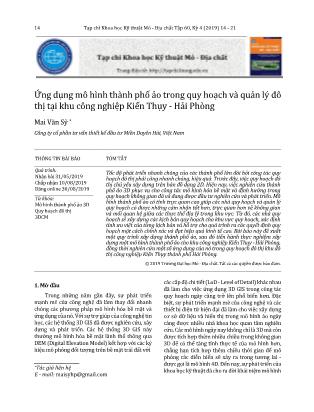 Ứng dụng mô hình thành phố ảo trong quy hoạch và quản lý đô thị tại khu công nghiệp Kiến Thụy - Hải Phòng