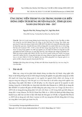 Ứng dụng viễn thám và GIS trong đánh giá biến động diện tích rừng huyện Đại Lộc, tỉnh Quảng Nam giai đoạn 1988-2017