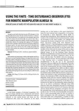 Using the finite - time disturbance observer (FTO) for robotic manipulator almega 16