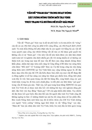 Vấn đề “tham gia” trong hoạt động xây dựng nông thôn mới Trà Vinh - Thực trạng và hướng đề xuất giải pháp