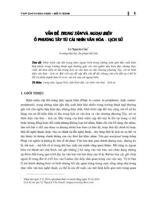 Vấn đề trung tâm và ngoại biên ở phương Tây từ cái nhìn văn hóa - lịch sử
