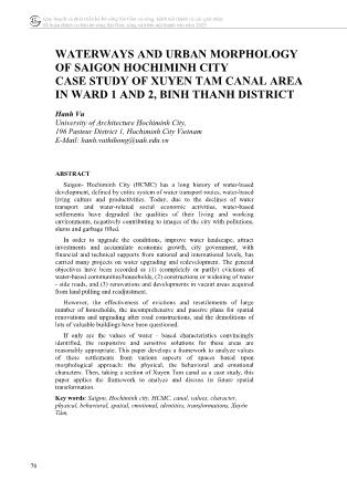 Waterways and urban morphology of Saigon Hochiminh city case study of Xuyen Tam canal area in ward 1 and 2, Binh Thanh district