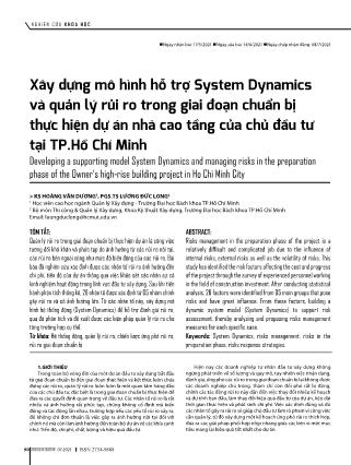 Xây dựng mô hình hỗ trợ System Dynamics và quản lý rủi ro trong giai đoạn chuẩn bị thực hiện dự án nhà cao tầng của chủ đầu tư tại thành phố Hồ Chí Minh