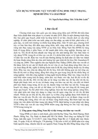 Xây dựng nông thôn mới khu vực ven đô vùng Đông Nam Bộ: Thực trạng, định hướng và giải pháp