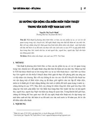 Xu hướng vận động của điểm nhìn trần thuật trong văn xuôi Việt Nam sau 1975