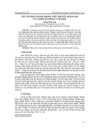 Yếu tố phân mảnh trong tiểu thuyết Ruồng bỏ của John Maxwell Coetzee